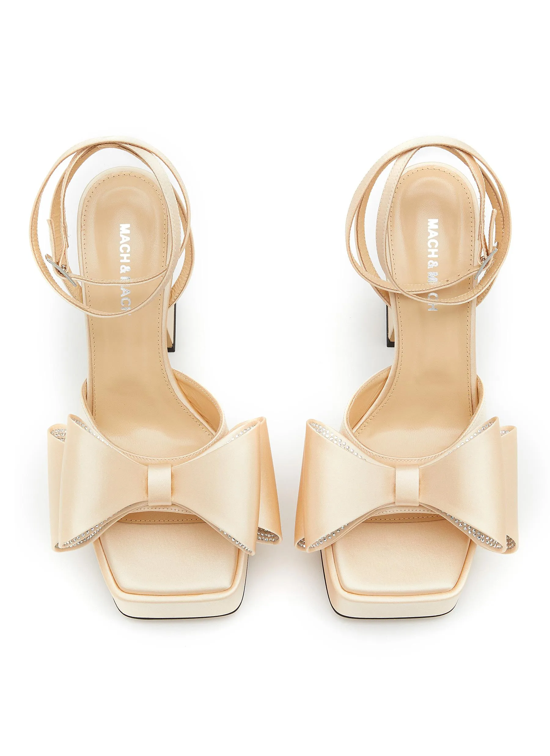 -----------MACH & MACH ---- ------------LIGHT BEIGE ----Le Cadeau 140 Satin Platform Heels --