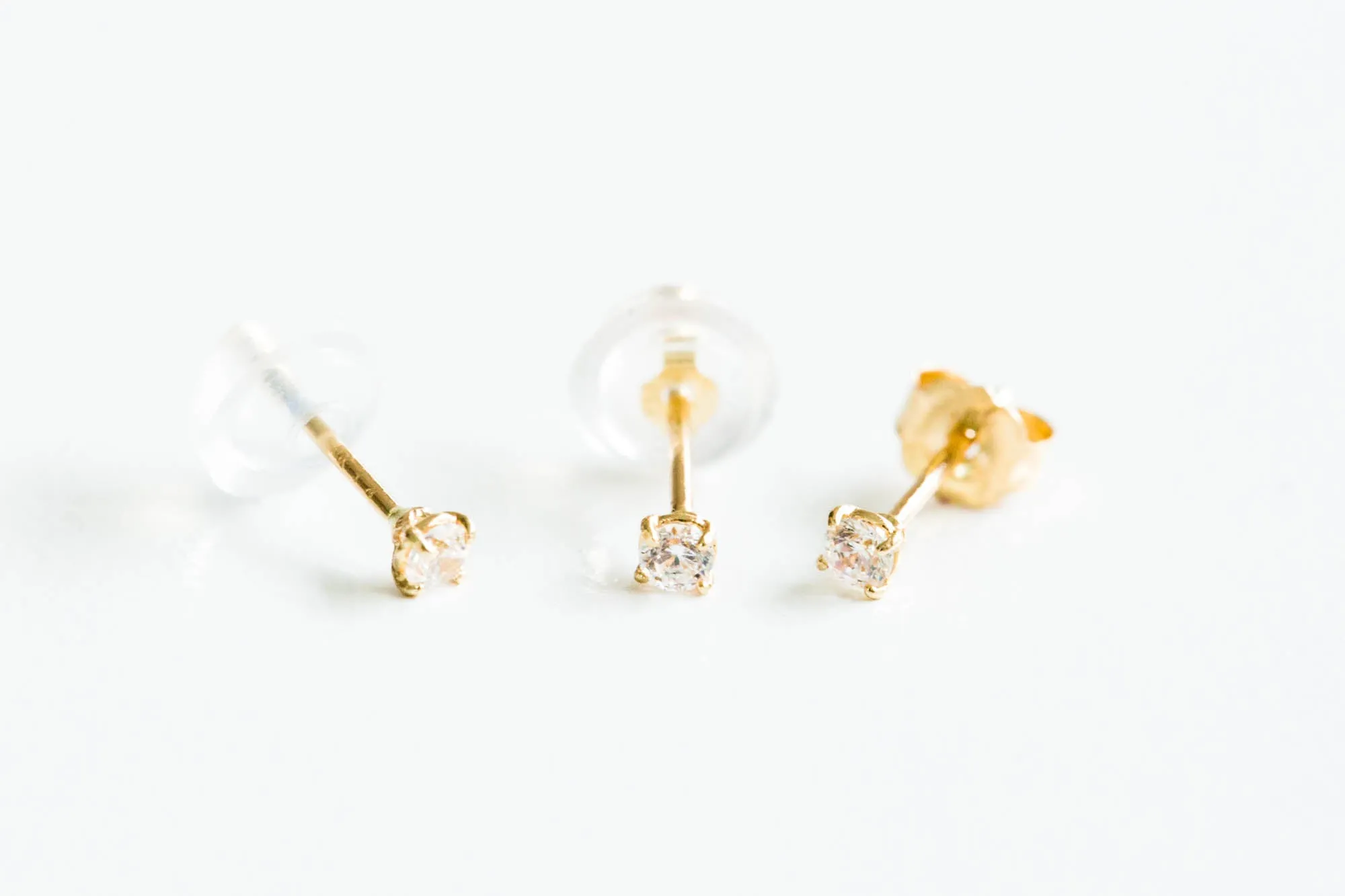 14k Real Gold Simple Cz Single Earring