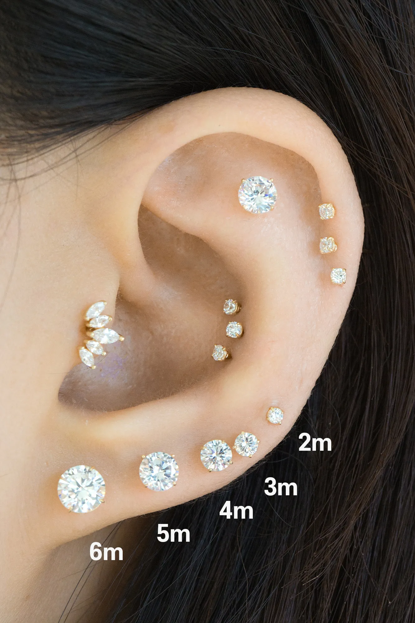 14k Real Gold Simple Cz Single Earring