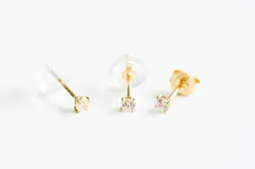 14k Real Gold Simple Cz Single Earring