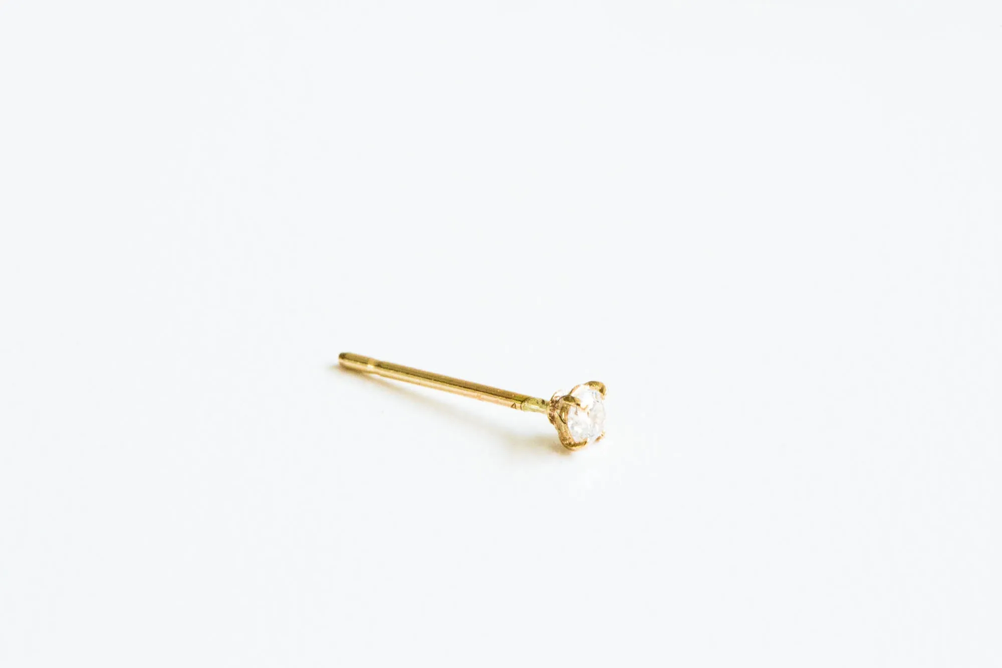 14k Real Gold Simple Cz Single Earring