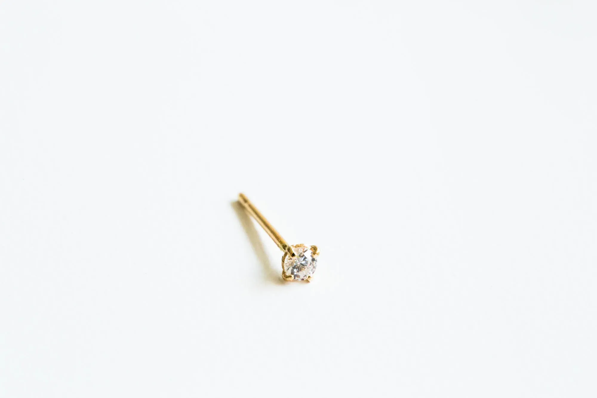 14k Real Gold Simple Cz Single Earring