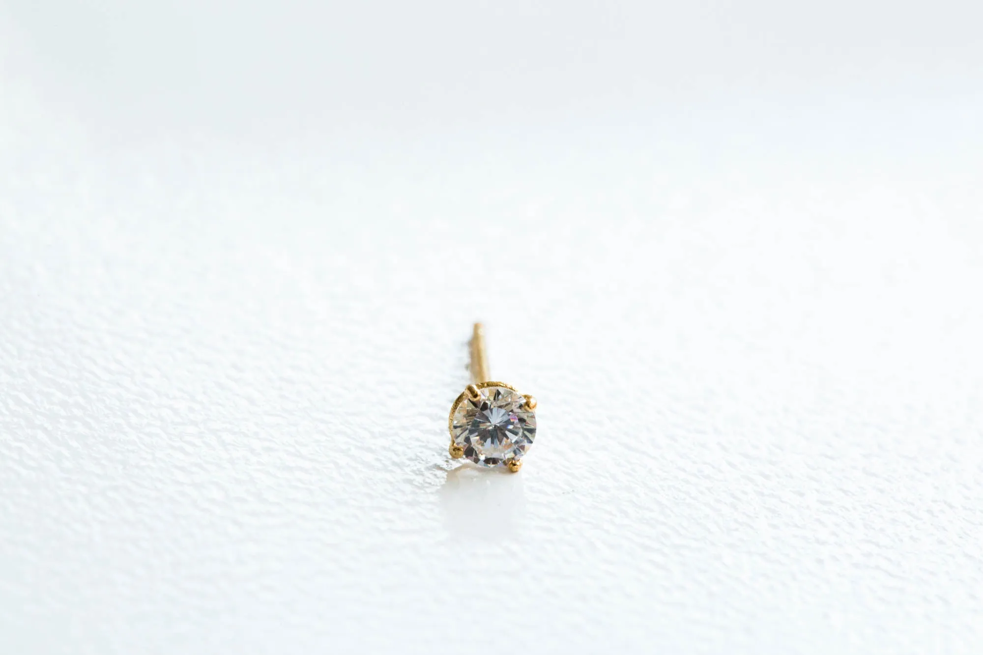 14k Real Gold Simple Cz Single Earring