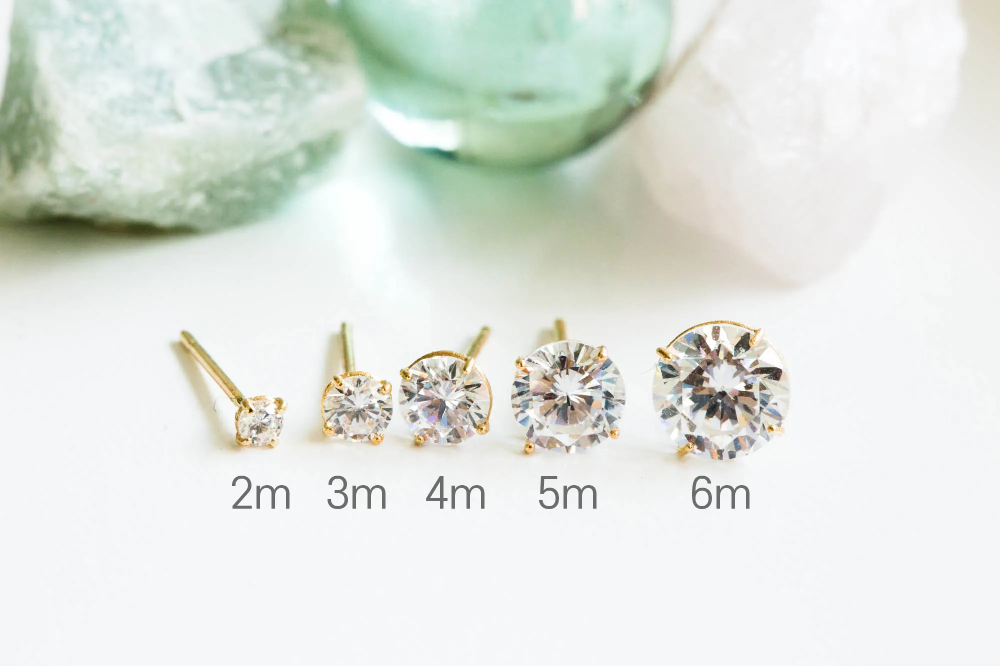 14k Real Gold Simple Cz Single Earring