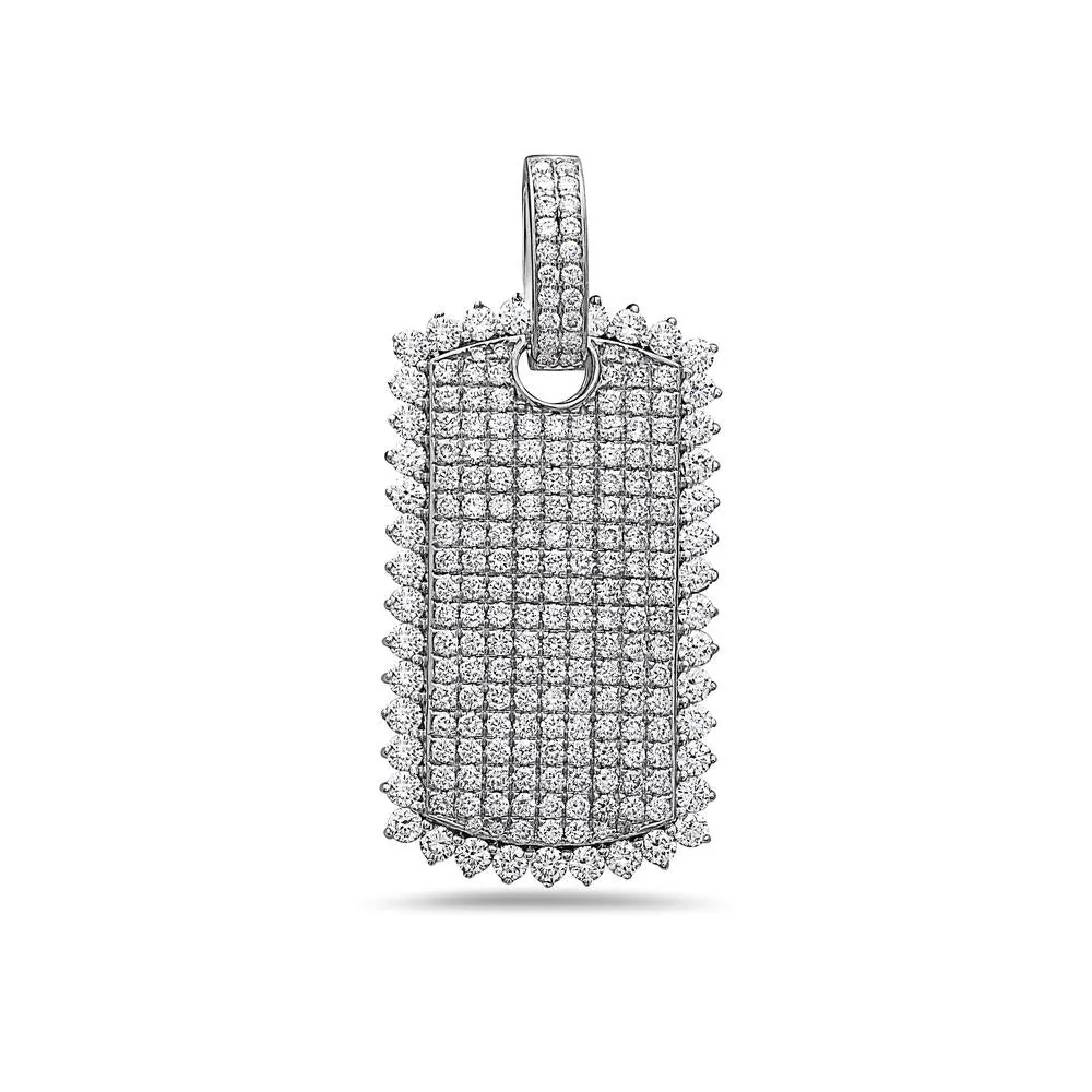 14K White Gold Diamond Dog Tag Pendant for Men