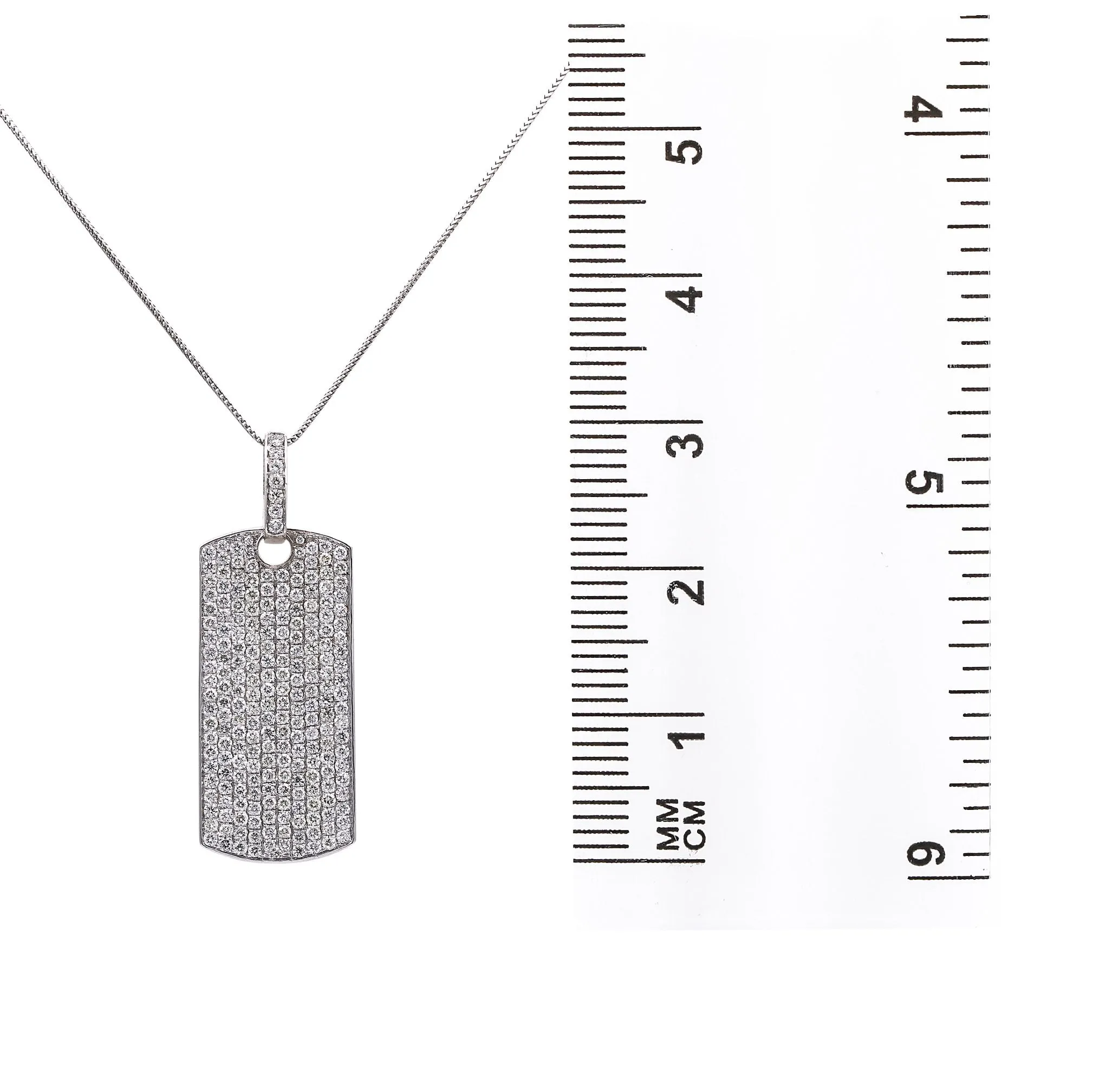 14K White Gold Diamond Dog Tag Pendant for Men