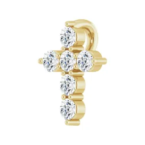 14k Yellow Gold 6-Stone Prong Set Diamond Cross Pendant