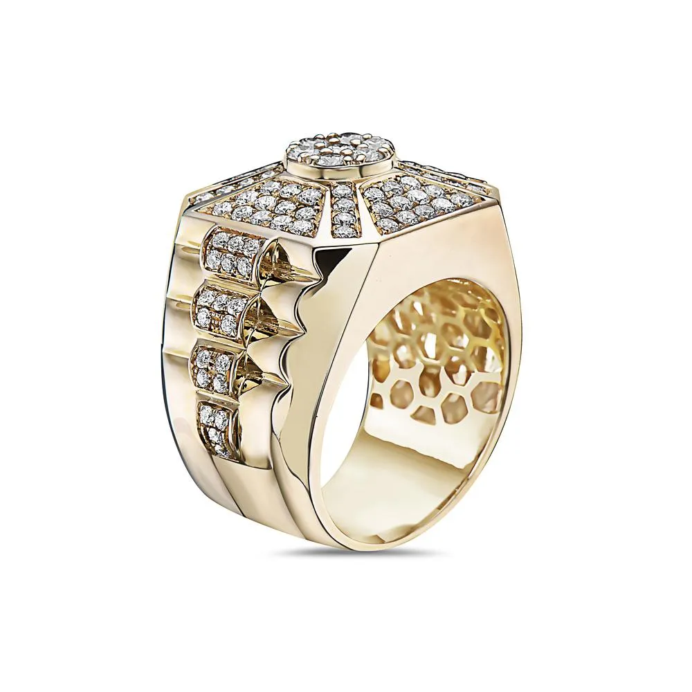 14K Yellow Gold Ring 2.22 CT Diamonds for Men