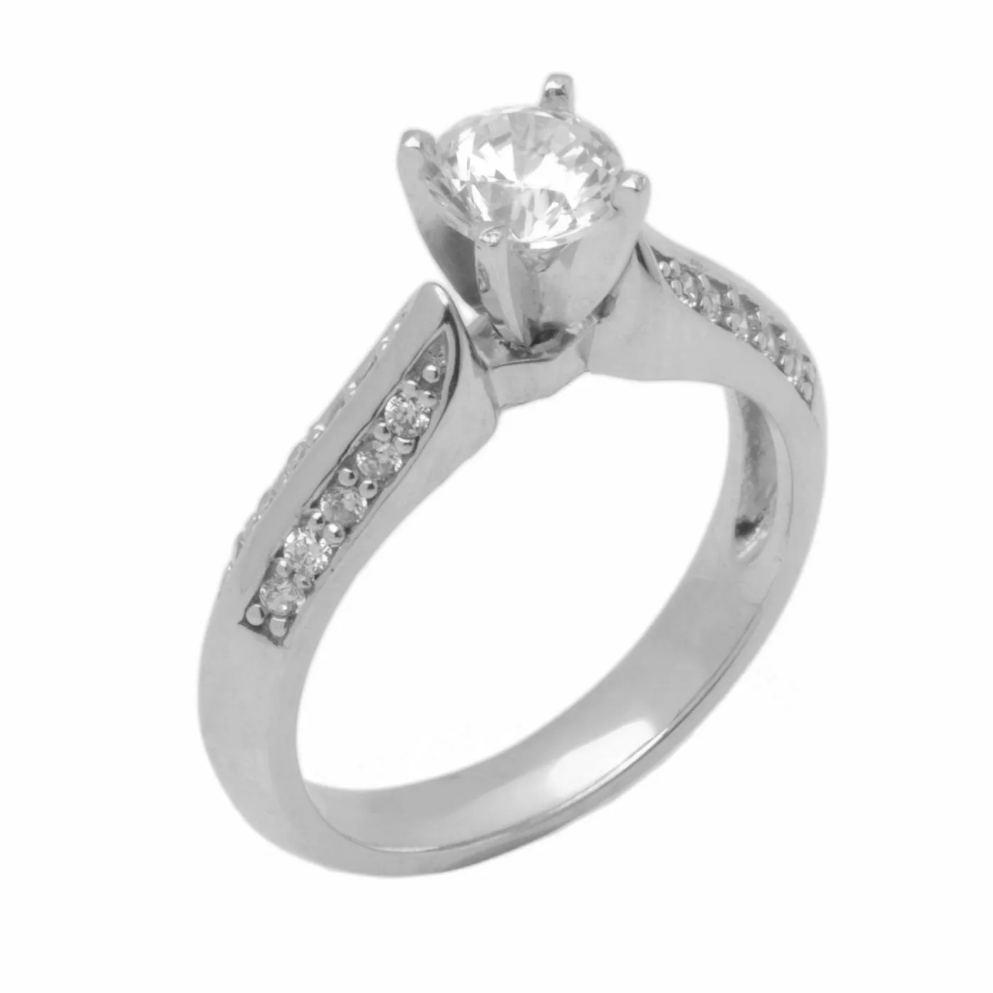 18k Solid Gold Elegant ladies Modern Channel Set Round Solitaire Ring D2036v