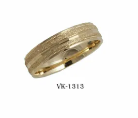 18k Solid Gold Elegant Ladies Modern Sandstone Finish Flat Band 5mm Ring VK1313v