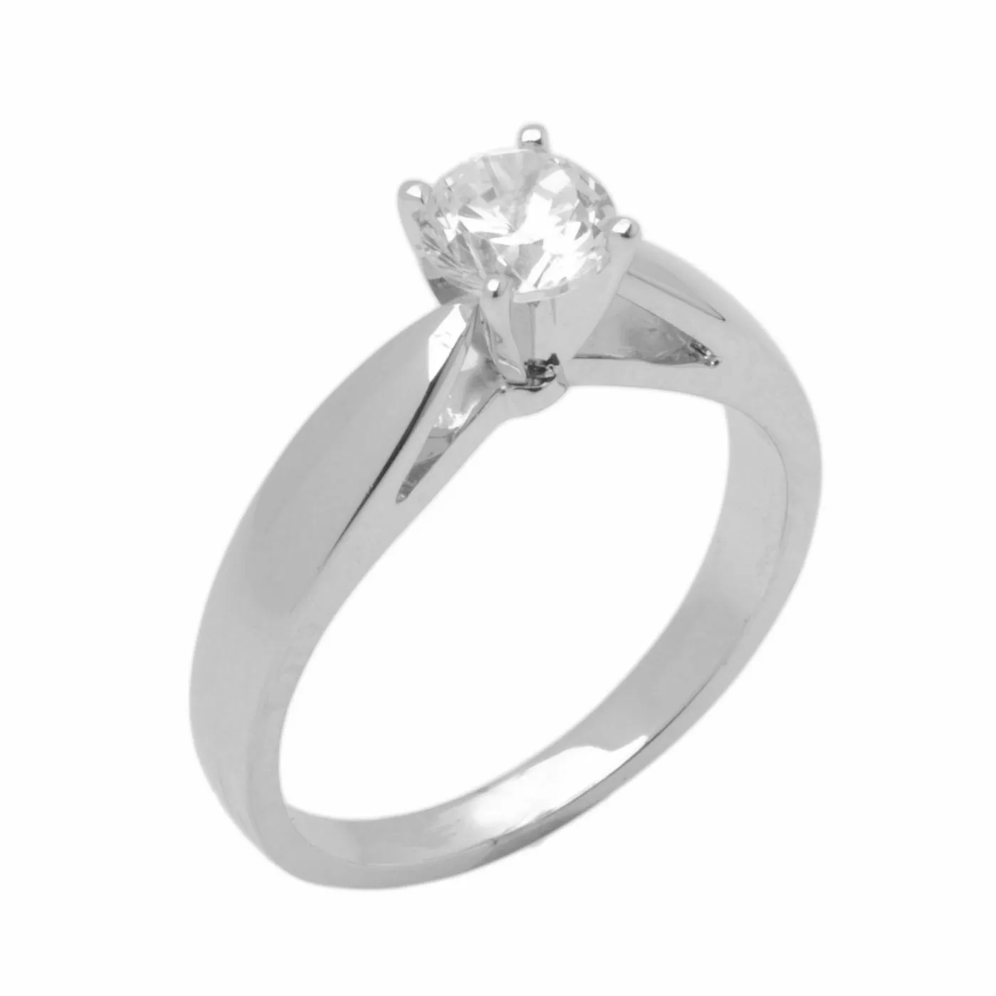 18k Solid Gold Elegant ladies Modern Tapered Round Solitaire Ring D2104v