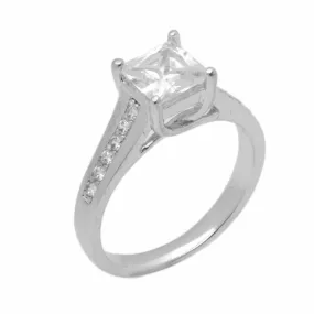 18k Solid Gold Elegant ladies Modern Tapered Square Solitaire Ring D2039v