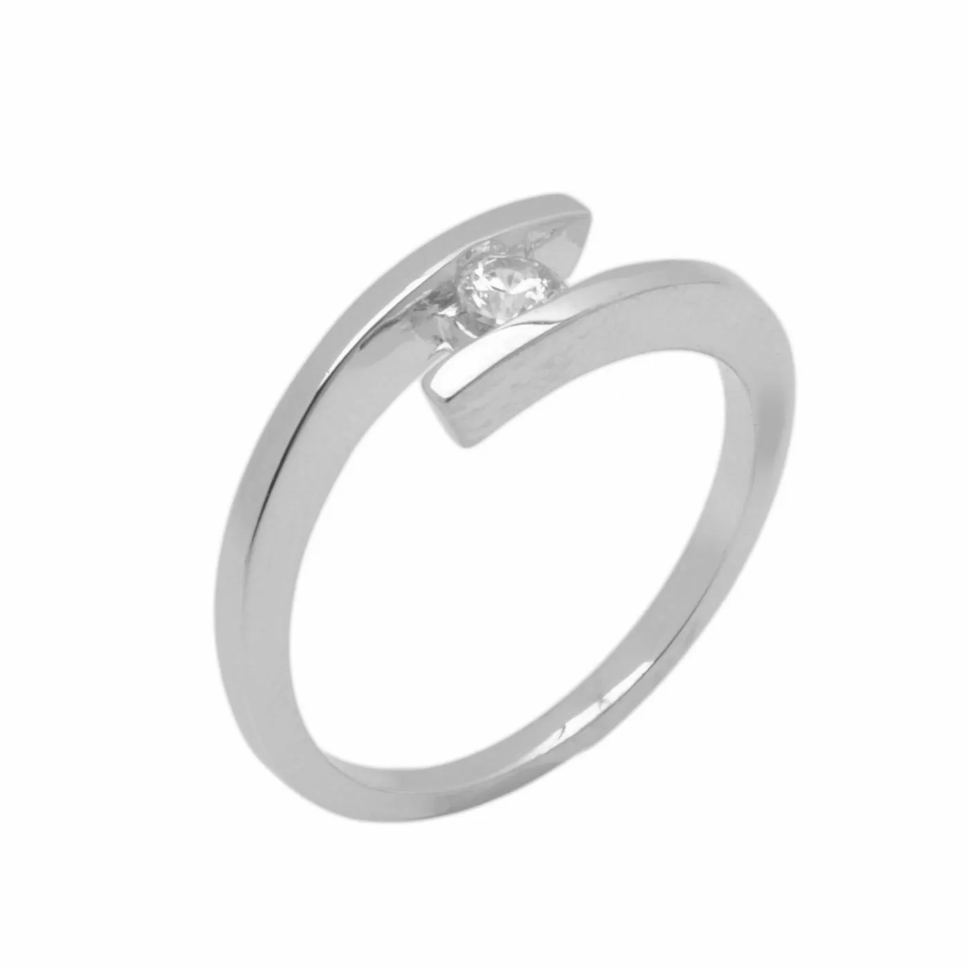 18k Solid Gold Elegant Ladies Modern Twisted Solitaire Ring D2094v