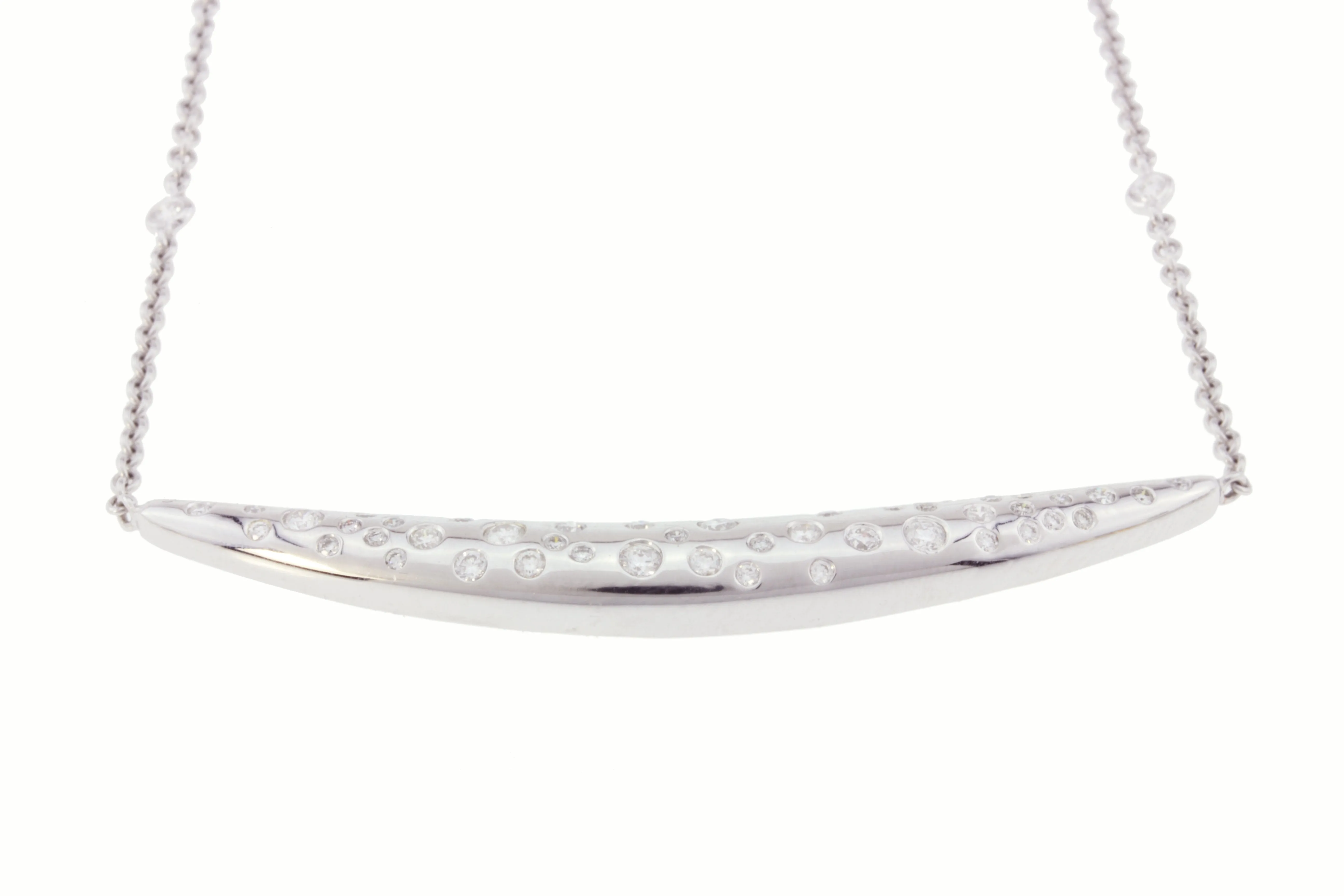 18K White Gold Diamond Necklace with 0.87CT Diamond Pendant