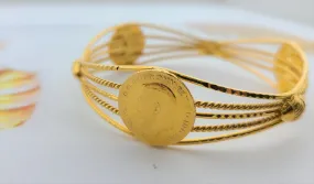 21k Solid Gold Elegant Ladies Coin Bangle b8017