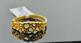 22k Solid Gold Heart Pattern Ladies Ring - Size R2080