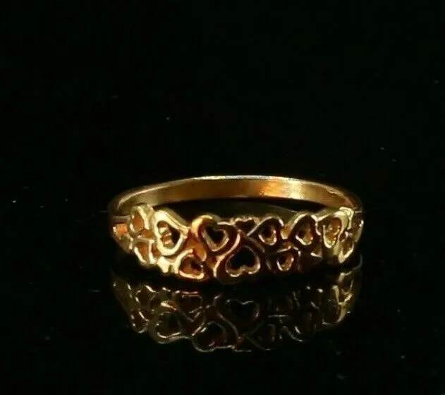 22k Solid Gold Heart Pattern Ladies Ring - Size R2080