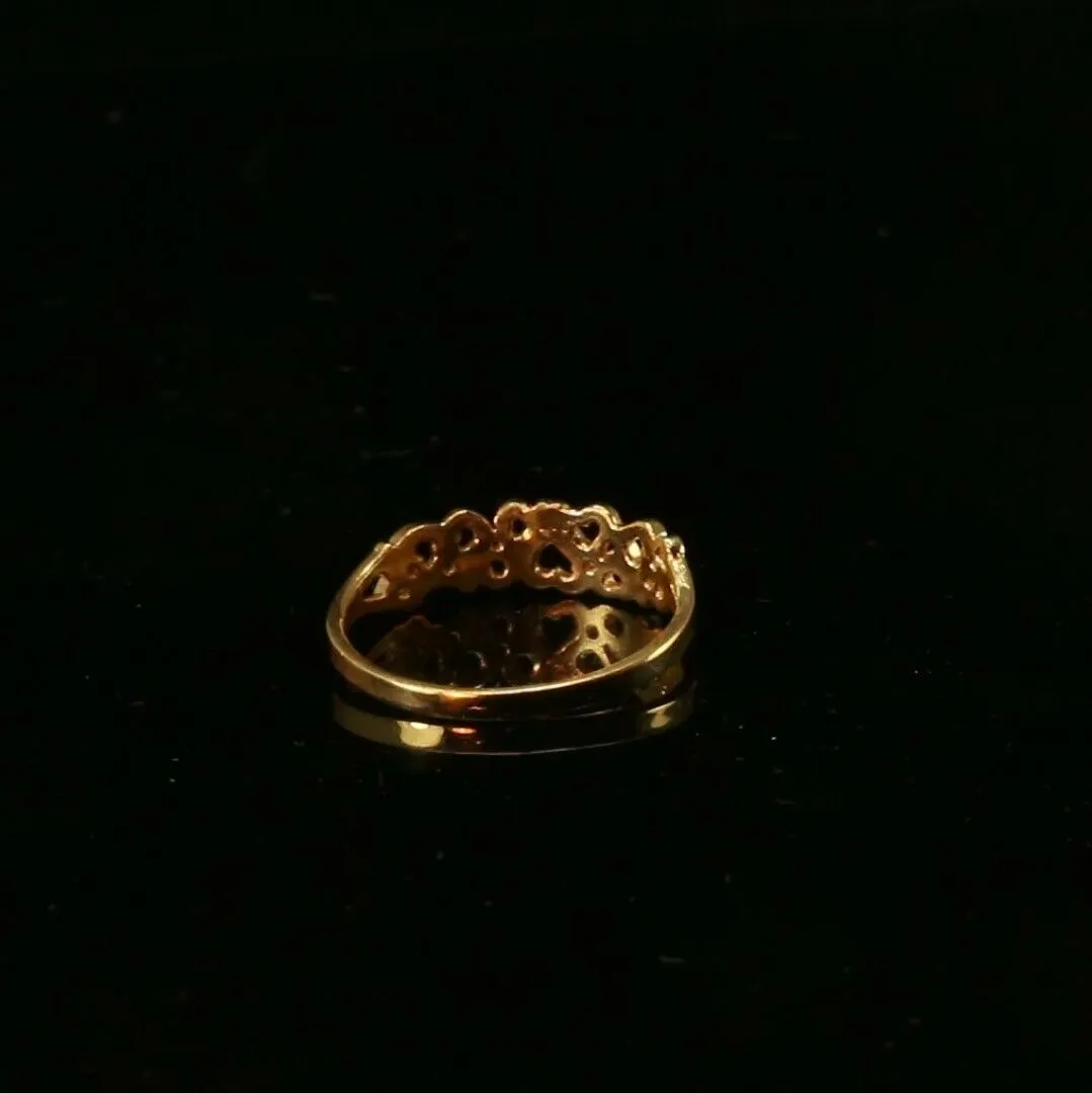 22k Solid Gold Heart Pattern Ladies Ring - Size R2080