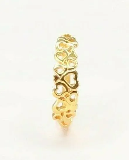 22k Solid Gold Heart Pattern Ladies Ring - Size R2080