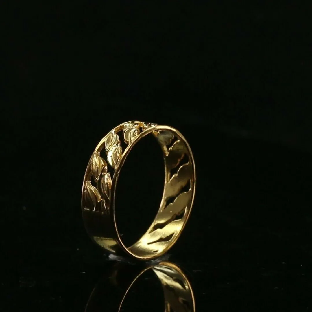 22k Ring Solid Gold ELEGANT Charm Ladies Leaf Band SIZE 11 RESIZABLE r2351