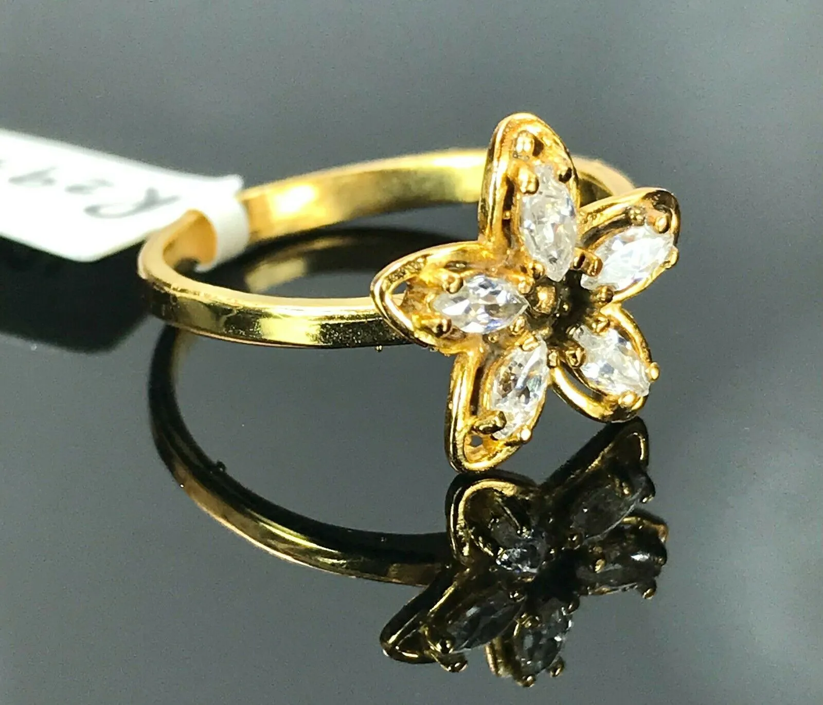 22k Ring Solid Gold ELEGANT Charm Ladies Ring SIZE 7.5 RESIZABLE r2931mon