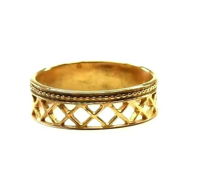 22k Ring Solid Gold ELEGANT Charm Ladies Rustic Band SIZE 7.5 RESIZABLE r2357