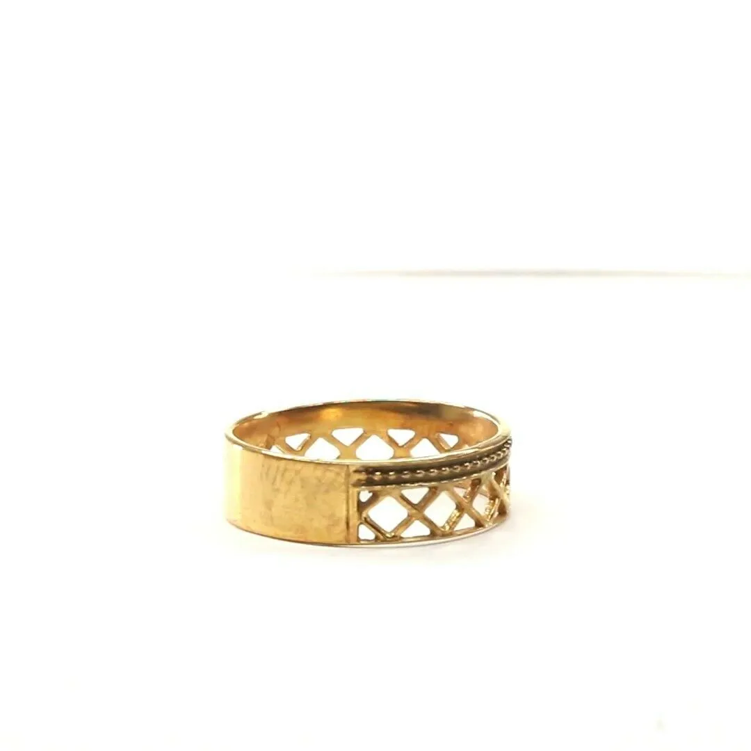 22k Ring Solid Gold ELEGANT Charm Ladies Rustic Band SIZE 7.5 RESIZABLE r2357