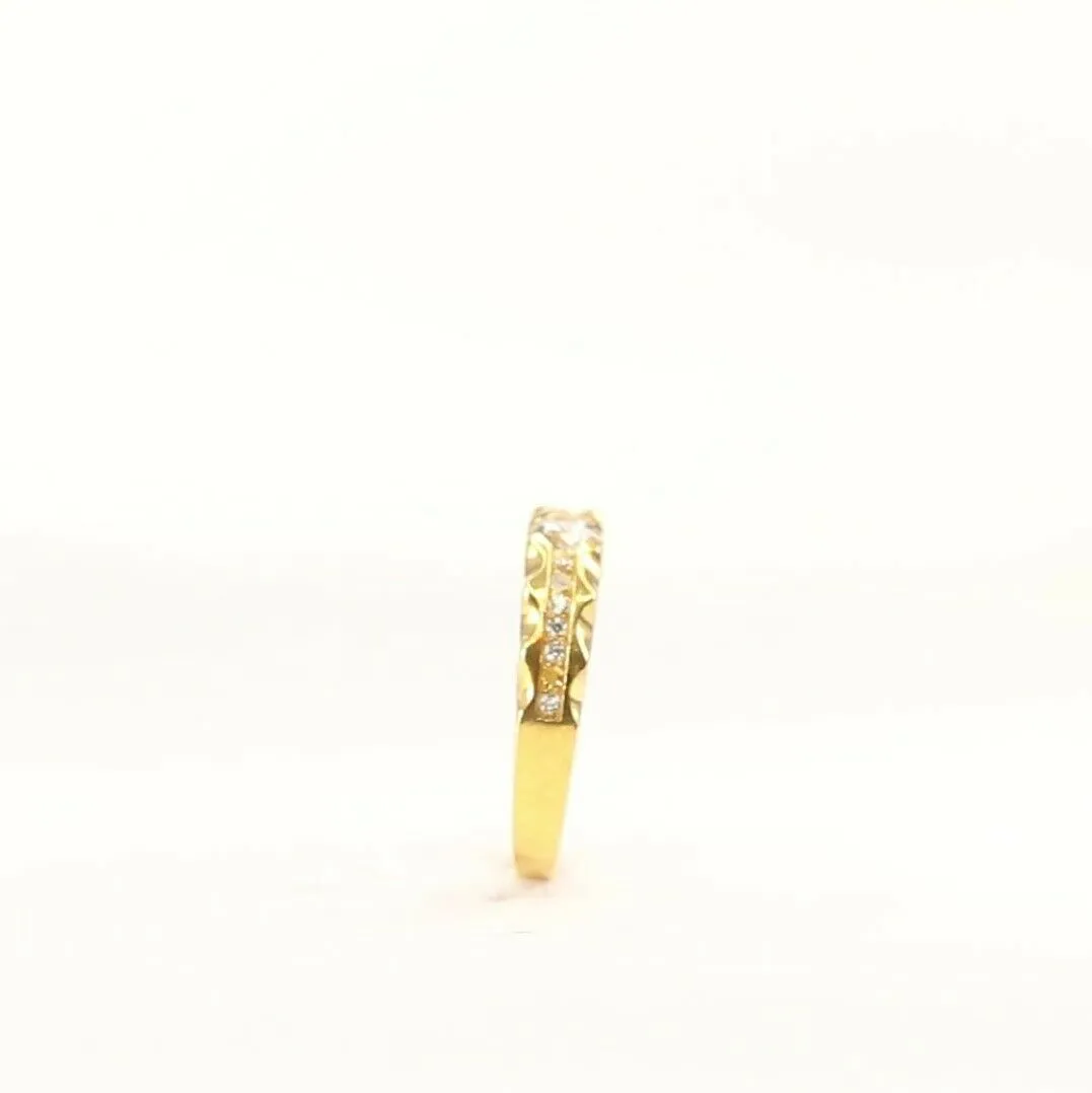 Solid Gold Channel Band Ring - Elegant Ladies' Jewelry Size 7.75 (Resizable)