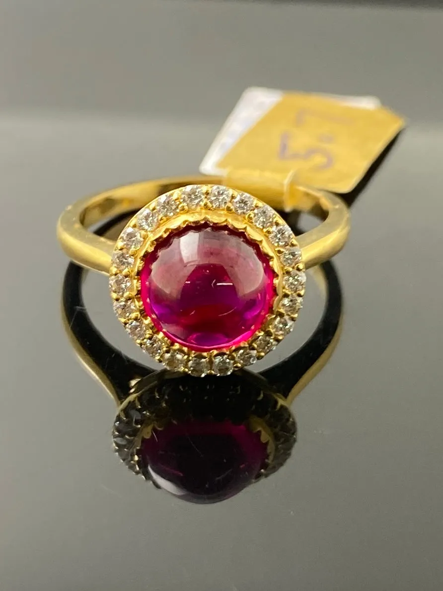 Simple Ladies Pink Stone Ring