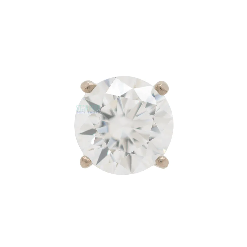 3.5mm Tiffany Prong-Set Brilliant-Cut Gem Threaded End in White Gold