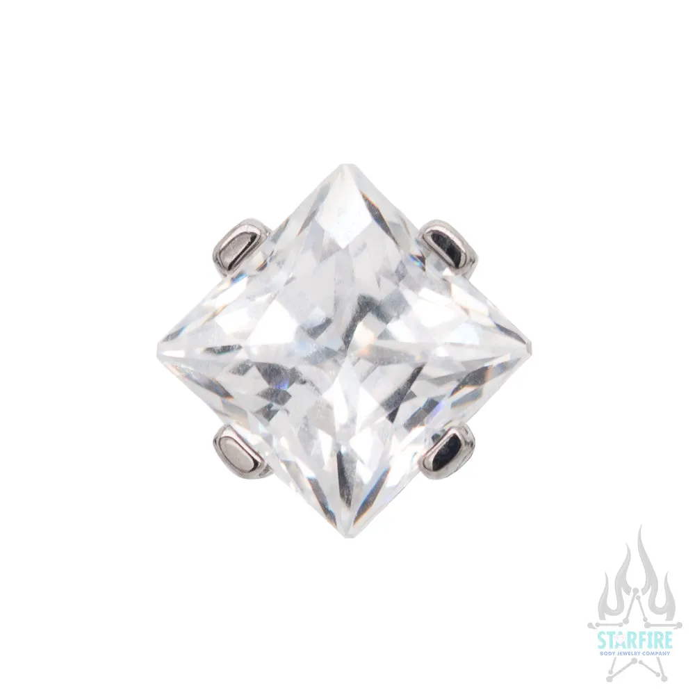 4mm Prong-Set Threaded End with Square Princess Star-Cut Faceted Gem