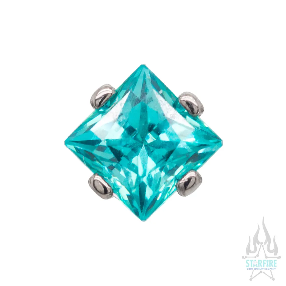 4mm Prong-Set Threaded End with Square Princess Star-Cut Faceted Gem