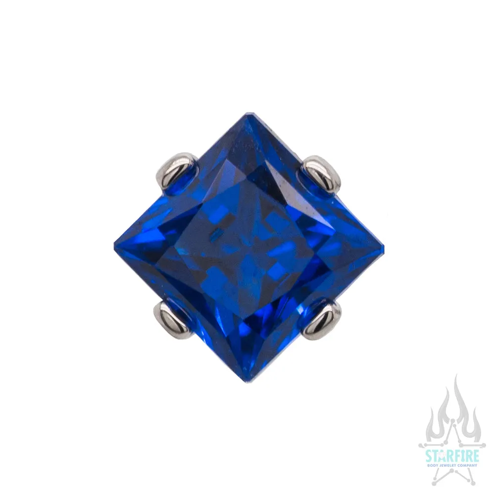 4mm Prong-Set Threaded End with Square Princess Star-Cut Faceted Gem