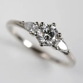 5mm Prong-set Three Stone Ring with Pear-Shaped Side Stones 