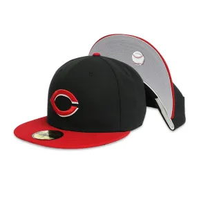 Cincinnati Reds Men's Black Fitted Hat;