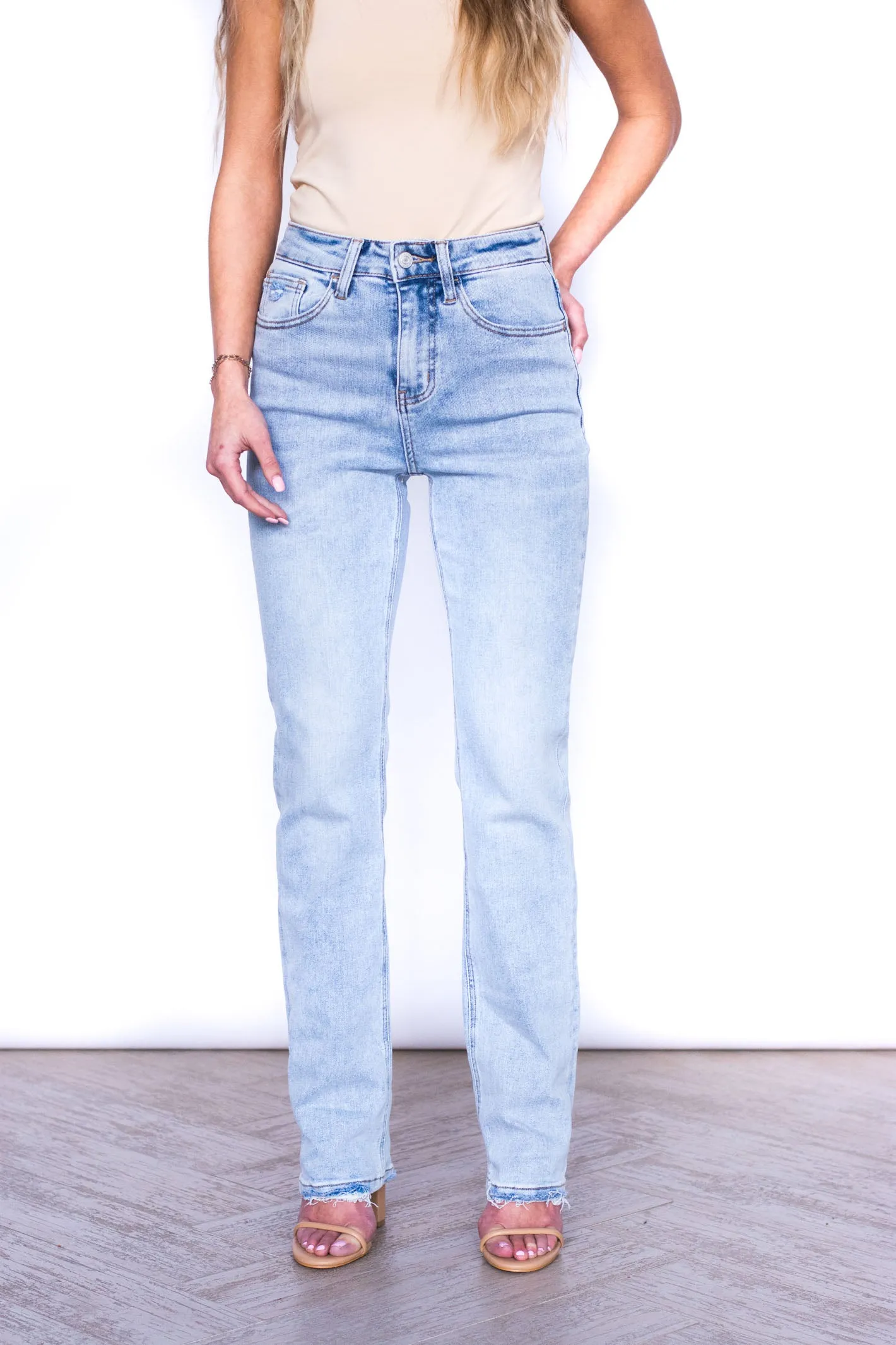 Blue Straight Leg Denim Jeans