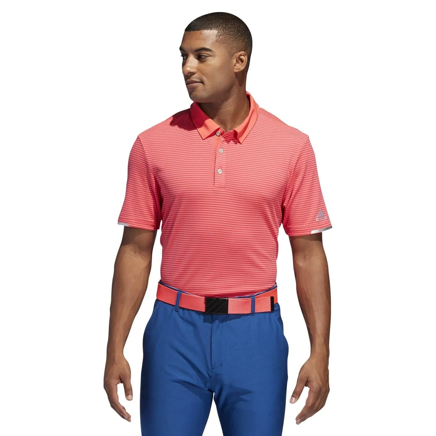 adidas Climachill Tonal Stripe Polo Shirt - Red