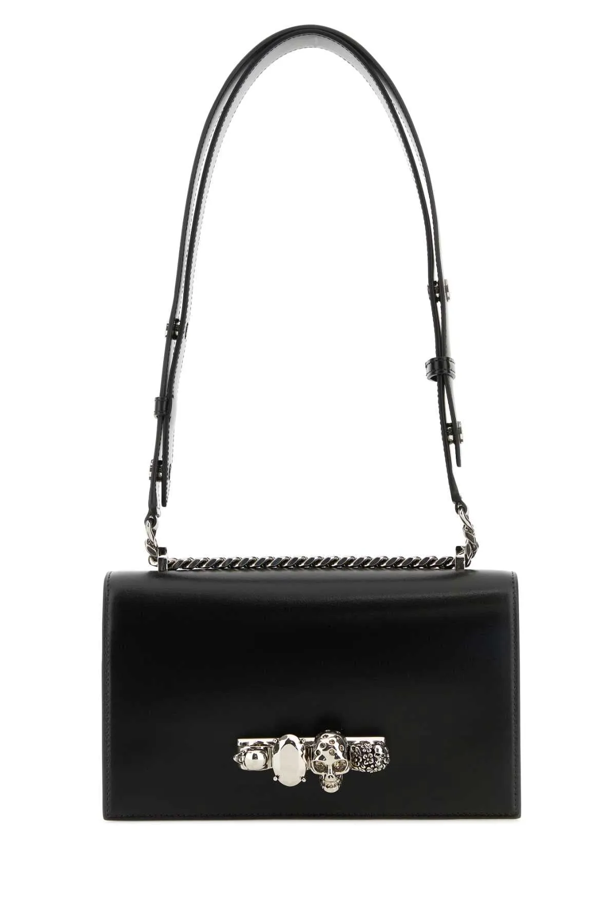 Alexander Mcqueen Black Leather Skull Shoulder Bag