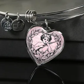 Vintage Heart Bangle Bracelet for Angelic Girls