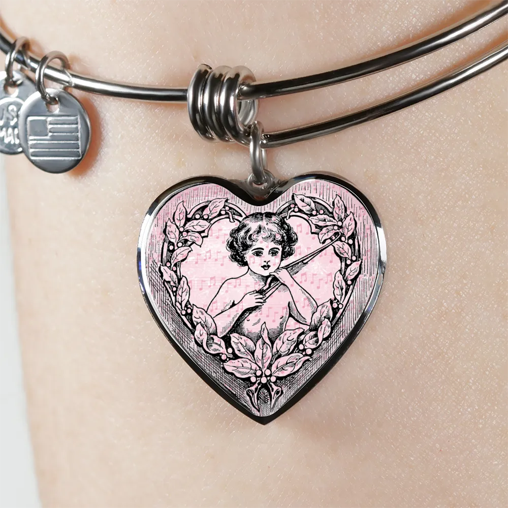 Vintage Heart Bangle Bracelet for Angelic Girls