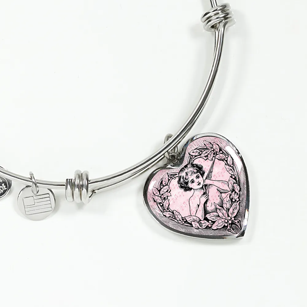 Vintage Heart Bangle Bracelet for Angelic Girls