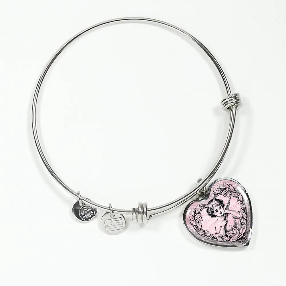 Vintage Heart Bangle Bracelet for Angelic Girls