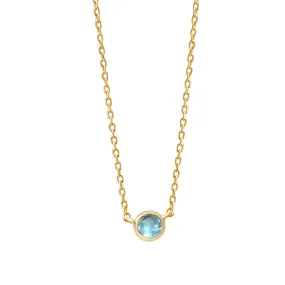 Aquamarine Station Necklace Station Necklace Bezel Set in 14k Gold