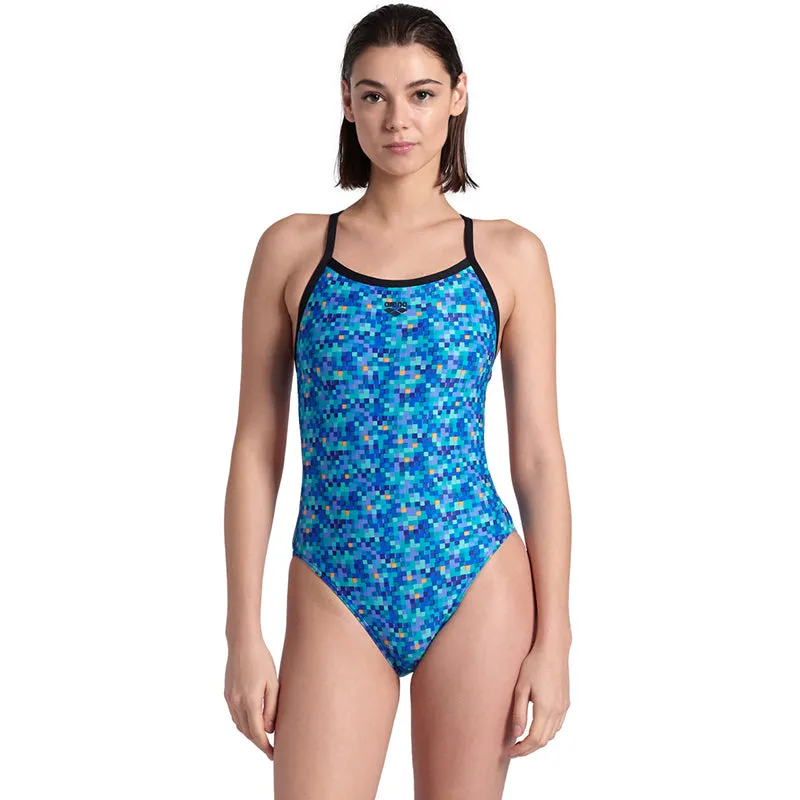 Arena - Pooltiles Challenge Back Ladies Swimsuit - Black/Blue Multi