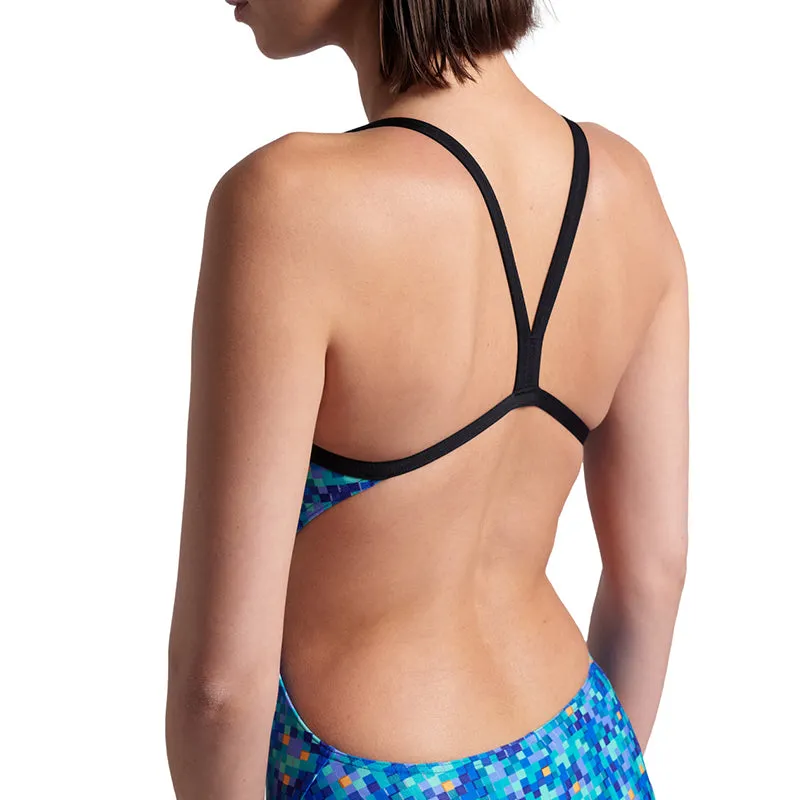 Arena - Pooltiles Challenge Back Ladies Swimsuit - Black/Blue Multi