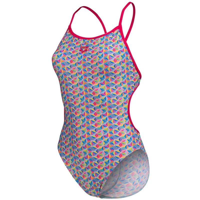 Arena - Starfish Ladies Lace Back Swimsuit - Rose-White/Multi