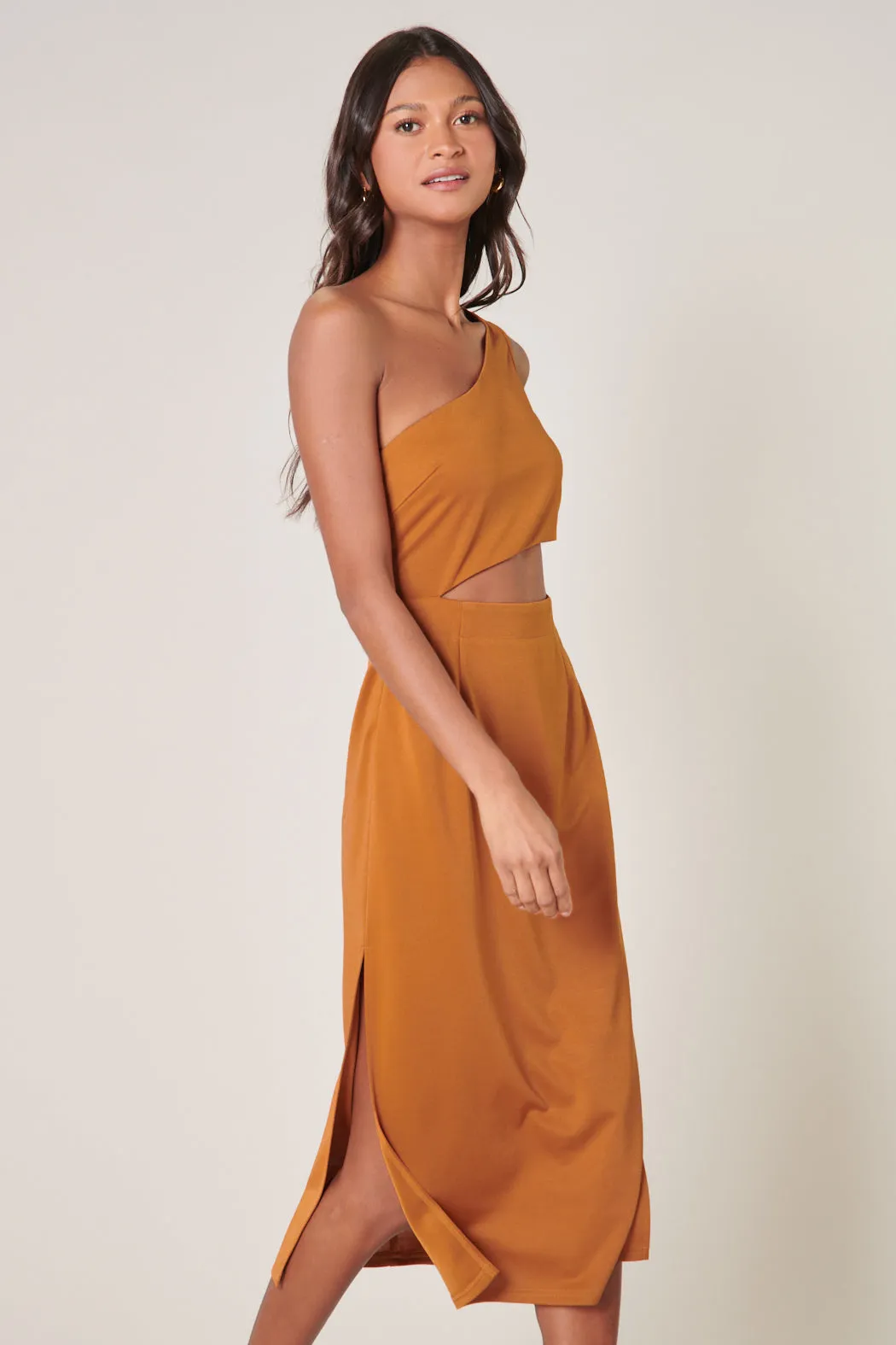 Aria One Shoulder Cut Out Midi Dress