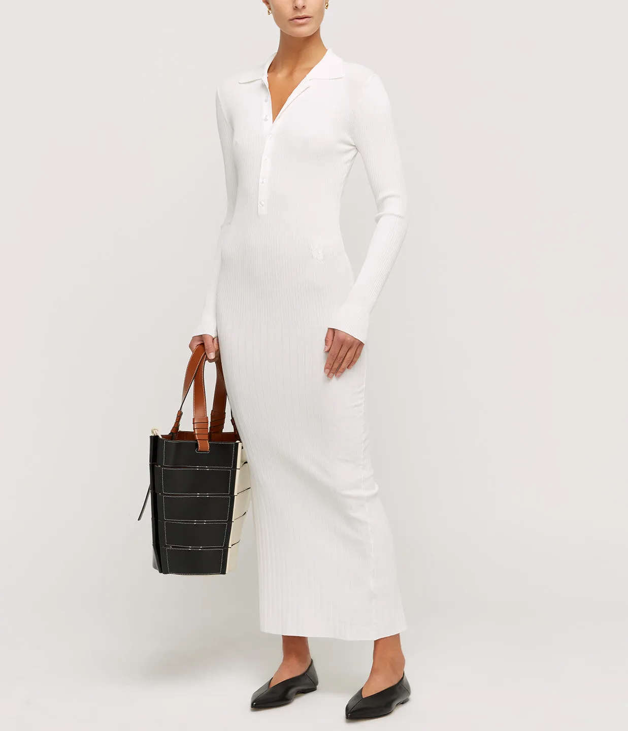 Aspen Knit Polo Dress in Crisp White