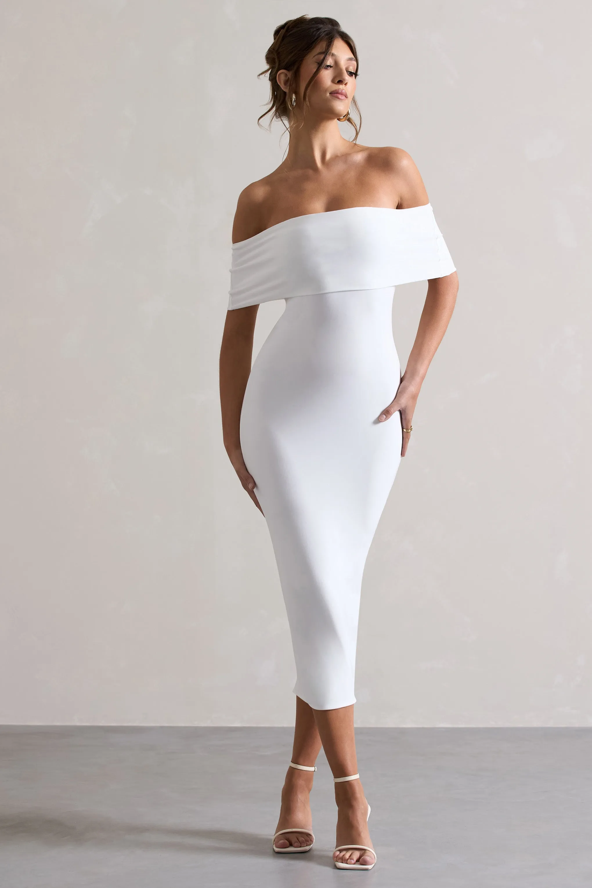 Averie White Bodycon Bardot Dress