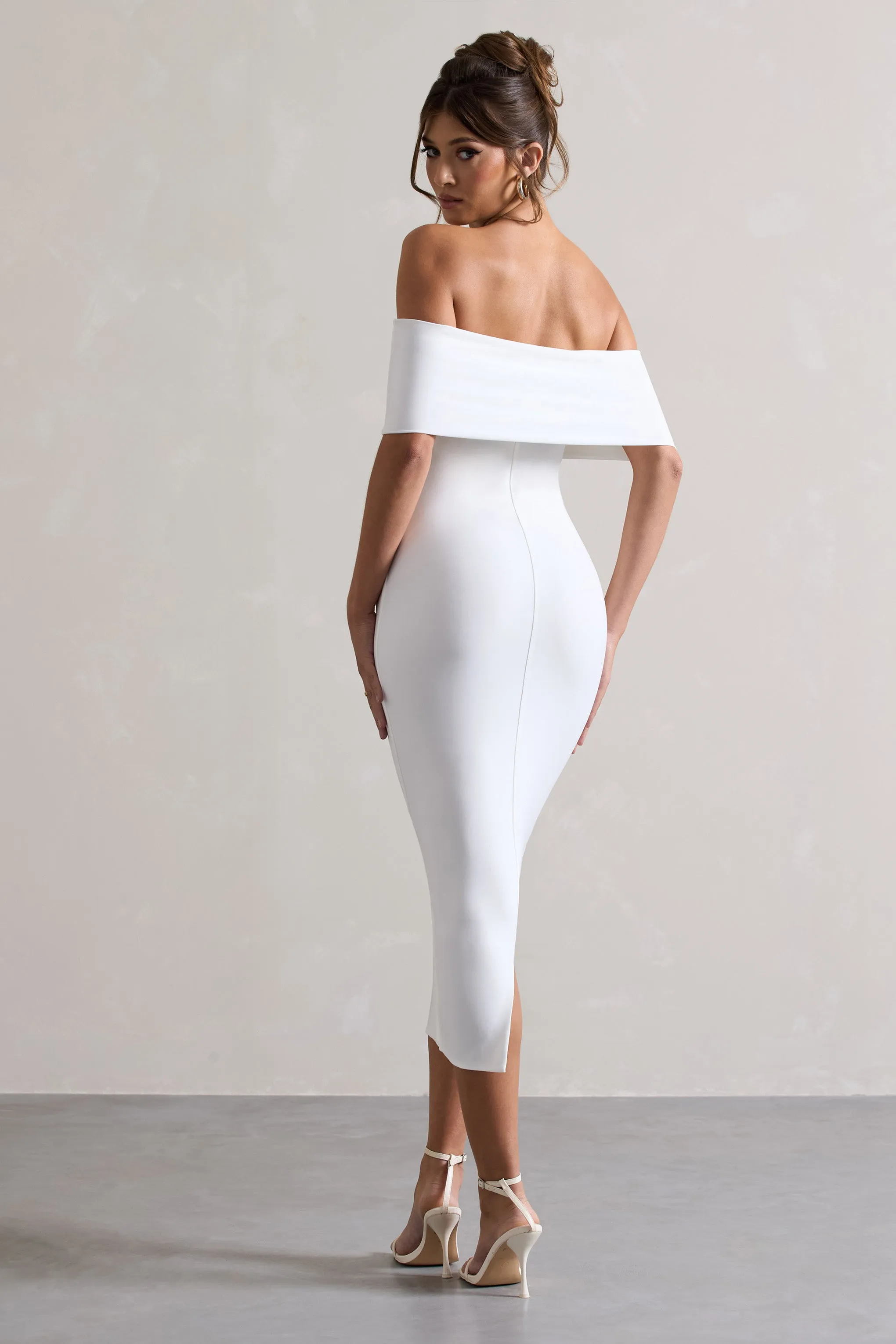 Averie White Bodycon Bardot Dress